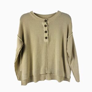 Natural Reflection Women Sweater Knit Size M Henley Long Sleeve‎ Pullover Beige